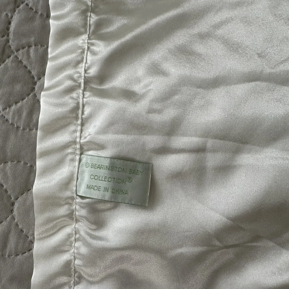 Bearington Ivory Cream Baby Blanket Minky Neutral Satin Trim Plush Lovey White